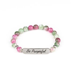 Be Prayerful Purple & Green Stretch Bracelet